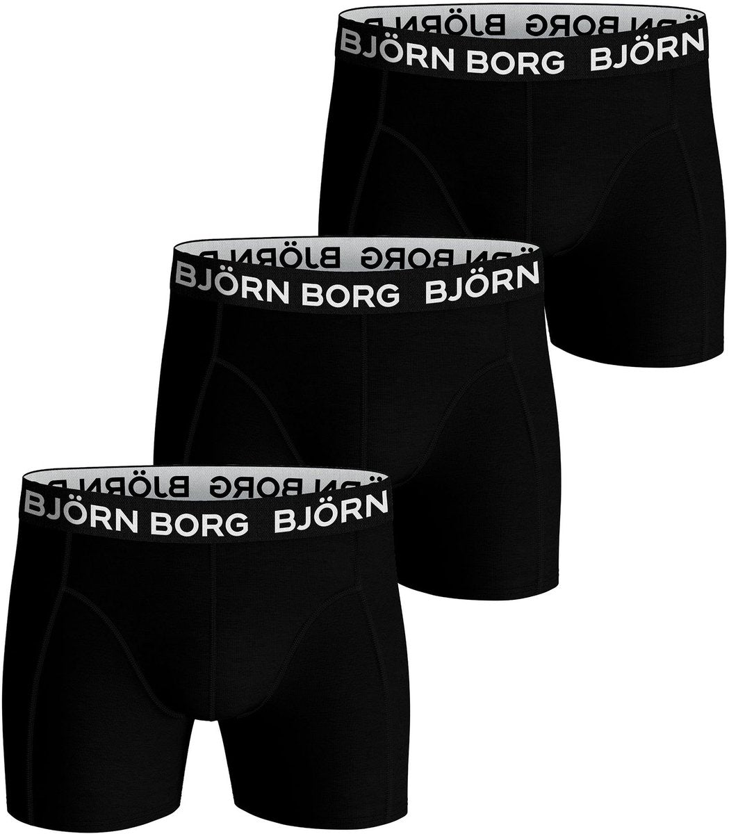 bjorn borg 3 pack zwarte boxershorts katoen