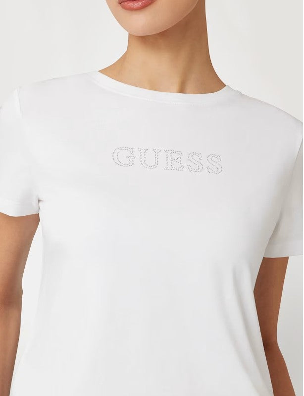 Guess T-shirt Briana met Strasslogo - Wit