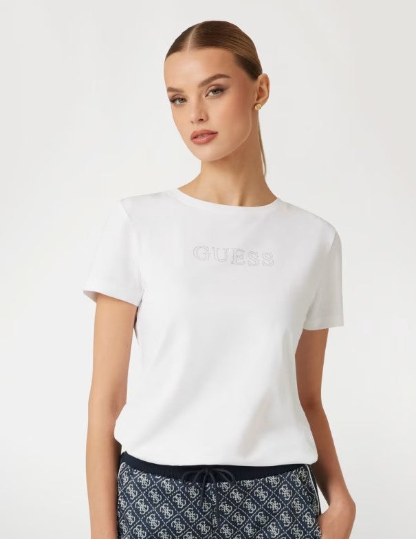 Guess T-shirt Briana met Strasslogo - Wit